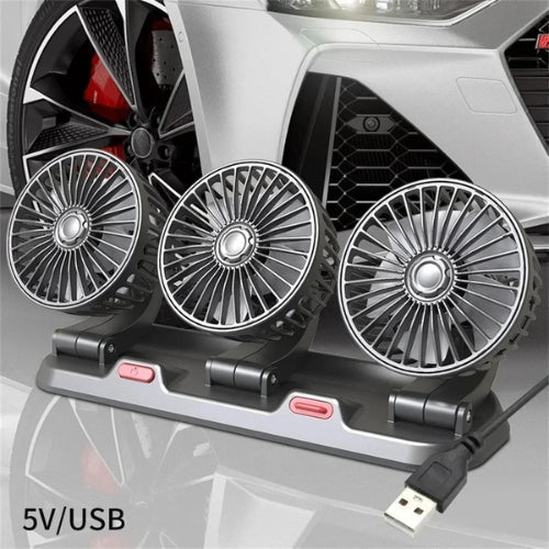 360° Adjustable 3-Head Car Fan USB/12V/24V – AirFlow | Kalsten