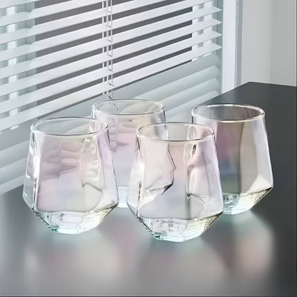 Glass Cup in Transparent Design, 4-Piece Set – Stylish and Decorative Design | 300 ml Glass Cup for Water, Juice, and Tea | Bowlift