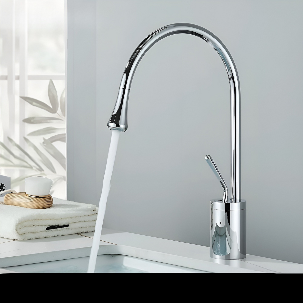 Basin mixer tap in a brushed look – Basin mixer tap, hot-cold mixer, brass tap for residential use | Karnz