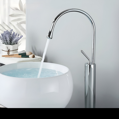 Basin mixer tap in a brushed look – Basin mixer tap, hot-cold mixer, brass tap for residential use | Karnz
