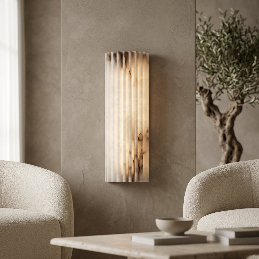 MarbleGlow Minimalist Marble Wall Sconce