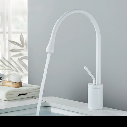 Basin mixer tap in a brushed look – Basin mixer tap, hot-cold mixer, brass tap for residential use | Karnz