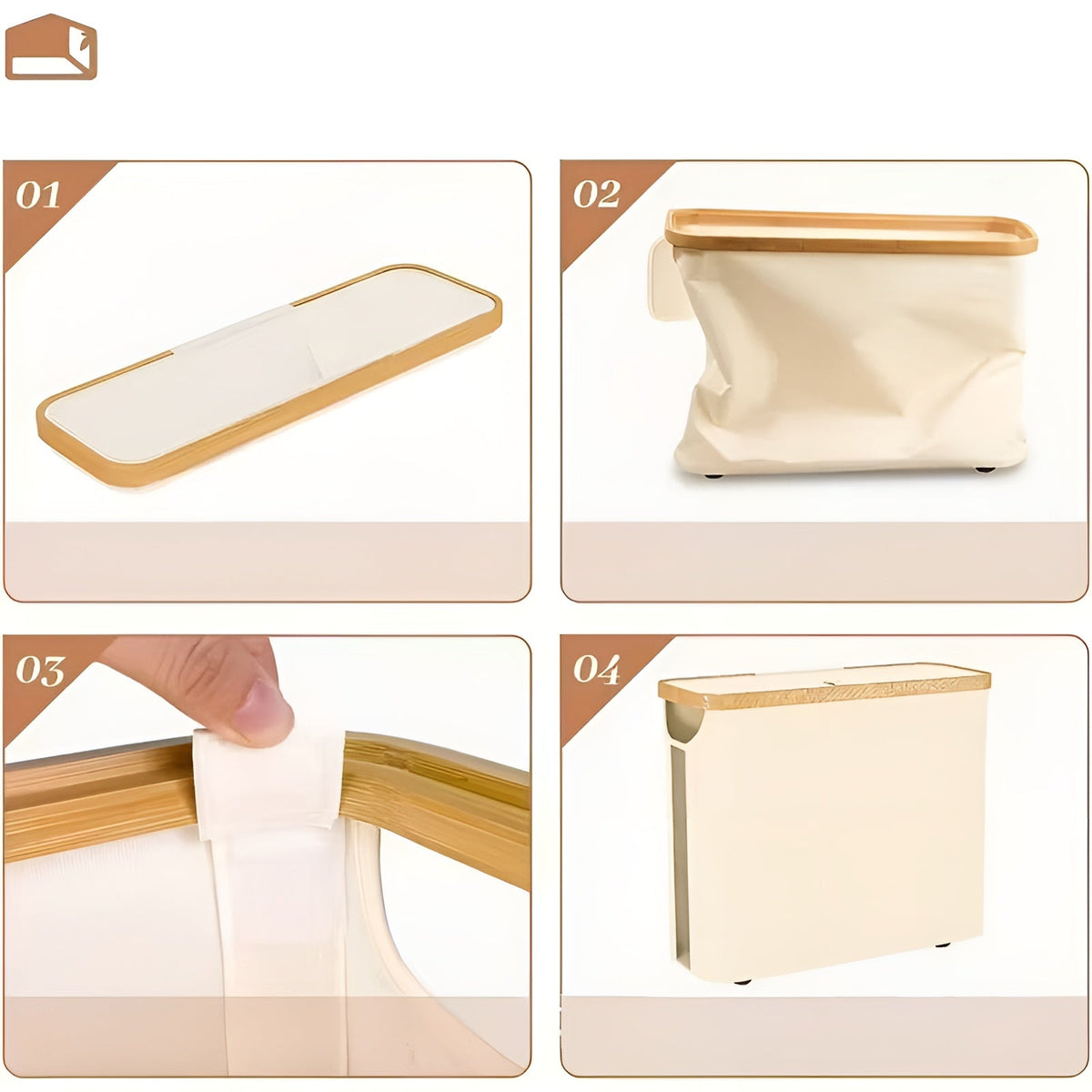 Large Toilet Paper Holder with Lid – Space-Saving and Foldable | Wood Frame for Bathroom and Toilet | Skanto