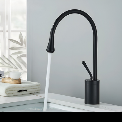 Basin mixer tap in a brushed look – Basin mixer tap, hot-cold mixer, brass tap for residential use | Karnz