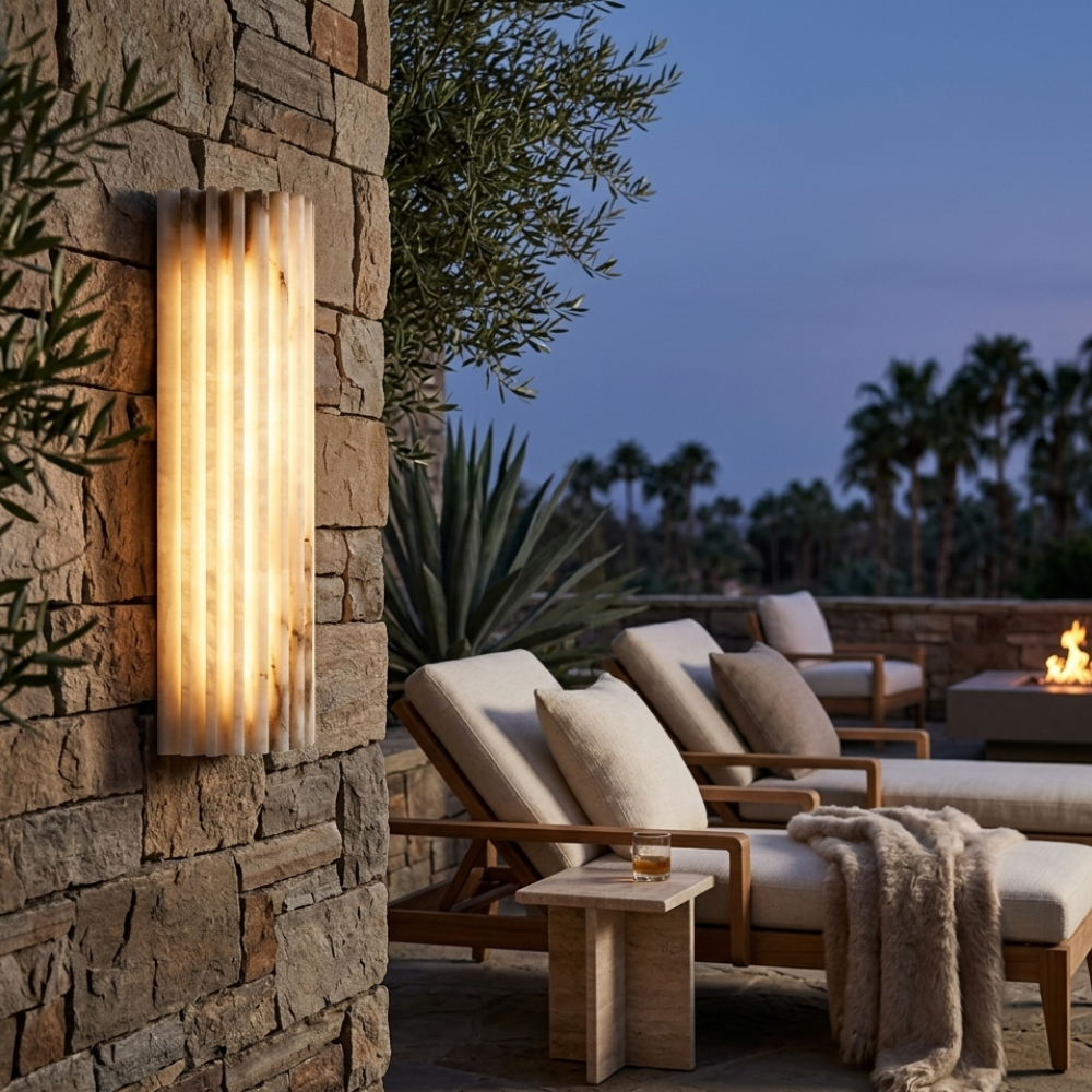 MarbleGlow Minimalist Marble Wall Sconce