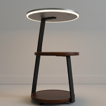 Floor Lamp with Wireless-Charging Side Table