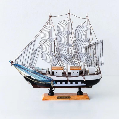 Karnz | Royaleva Nordic Wooden Sailboat Sculpture - LED illuminated decor piece, battery-operated