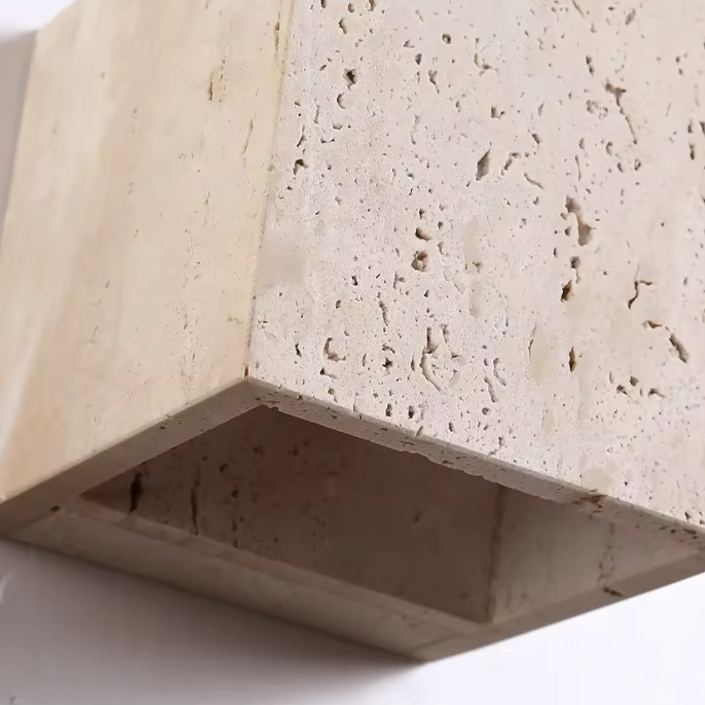 Wabi-Sabi Travertine Outdoor Wall Lamp