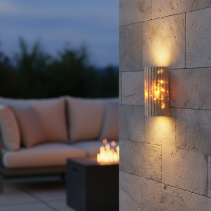 Travara Yellow Travertine Outdoor Wall Lamp