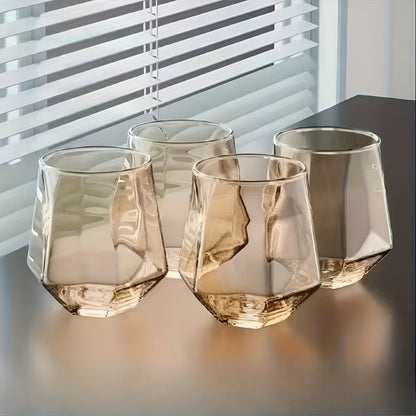 Glass Cup in Transparent Design, 4-Piece Set – Stylish and Decorative Design | 300 ml Glass Cup for Water, Juice, and Tea | Skanto