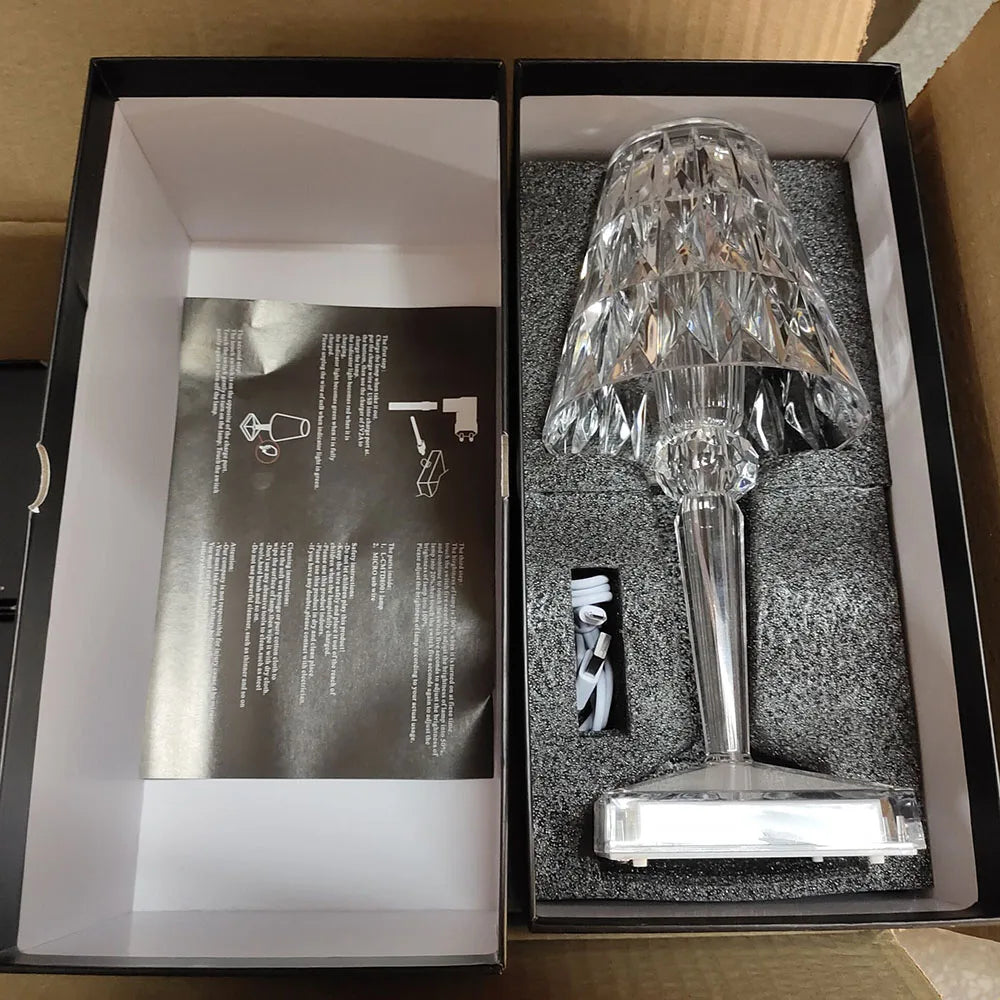 Acrylic Crystal Table Lamp – Artistic Design, Dimmable, Energy-saving, Ideal for Living Room or Bedroom | Karnz