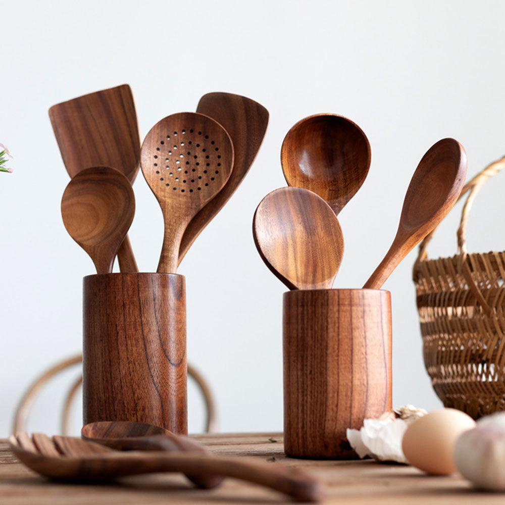 Organic Teak Wood Kitchen Utensil Set