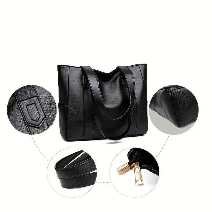 Elegant Leather Shoulder Bag with Retro Style and Smooth Surface