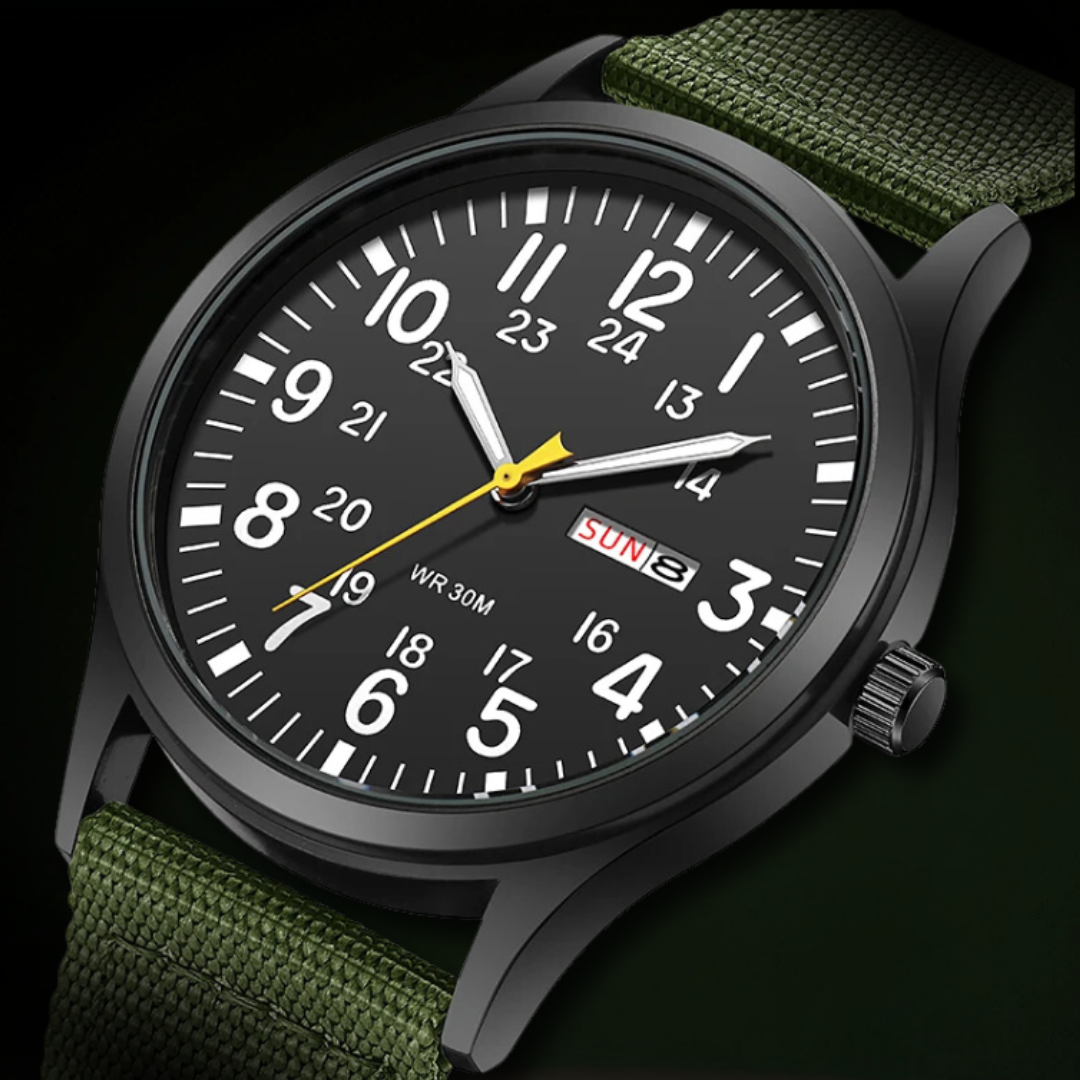 Kalsten | Men’s Rugged Outdoor Watch – Waterproof Military-Style Stainless Steel Timepiece