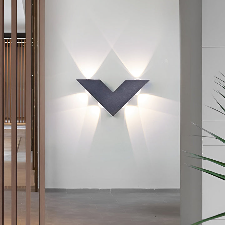 V-shaped Waterproof LED Black Modern Outdoor Wall Lamp Wall Washer Light | Kalsten