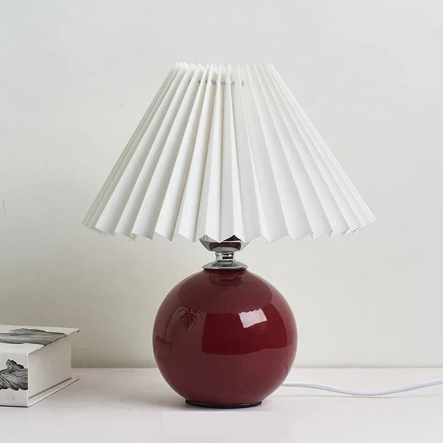 Luminous Heritage: Vintage Table Lamp with Pleated Shade – Elegant Antique Retro Nightstand Lighting Solutions | Kalsten