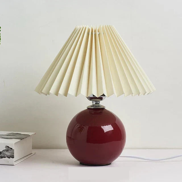 Luminous Heritage: Vintage Table Lamp with Pleated Shade – Elegant Antique Retro Nightstand Lighting Solutions | Kalsten