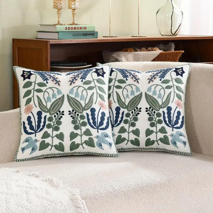Kalsten | Vintage Botanical Embroidery Cushion Cover