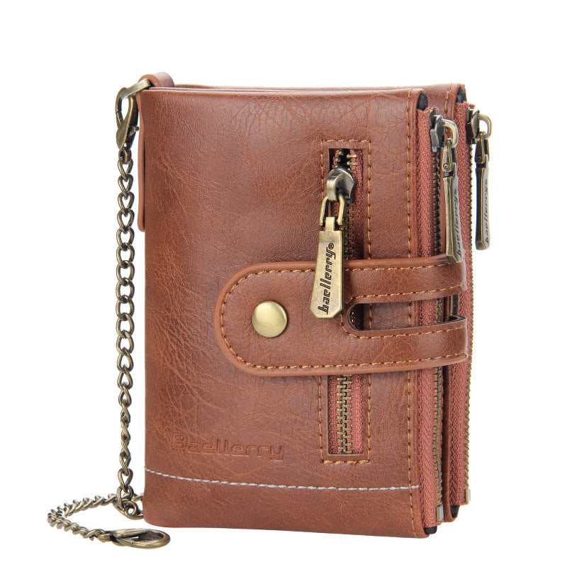 Vintage Double Zipper Wallet with Multiple Card Slots for Men | Karnz