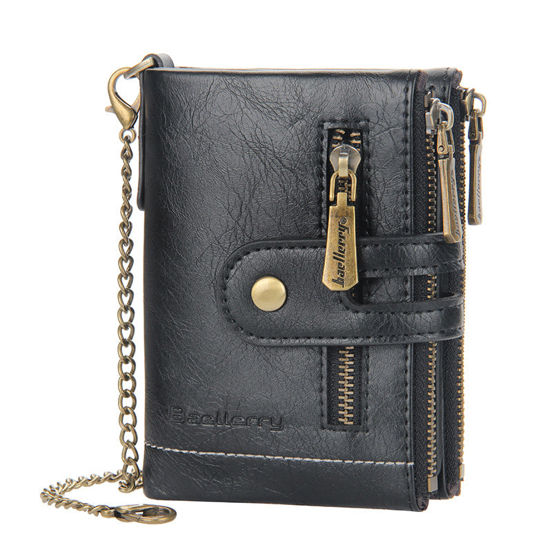 Vintage Double Zipper Wallet with Multiple Card Slots for Men | Karnz
