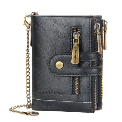 Vintage Double Zipper Wallet with Multiple Card Slots for Men | Karnz