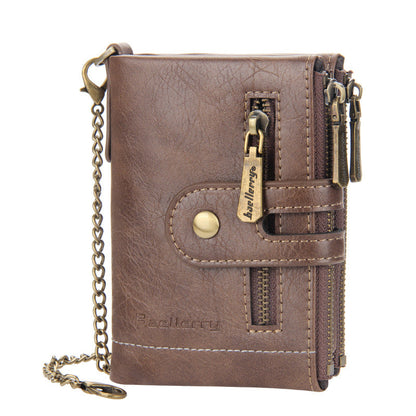 Vintage Double Zipper Wallet with Multiple Card Slots for Men | Karnz