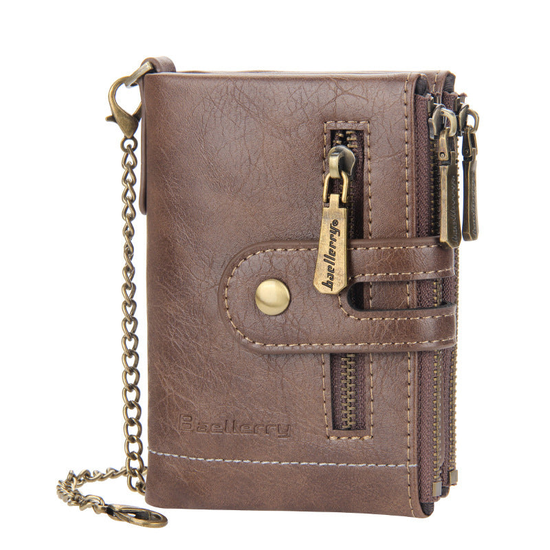 Vintage Double Zipper Wallet with Multiple Card Slots for Men | Karnz