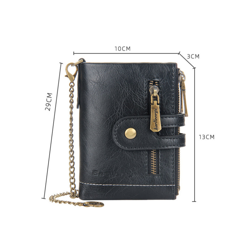 Vintage Double Zipper Wallet with Multiple Card Slots for Men | Karnz
