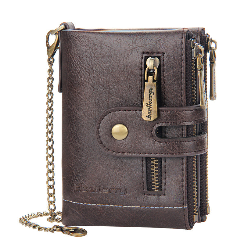 Vintage Double Zipper Wallet with Multiple Card Slots for Men | Karnz
