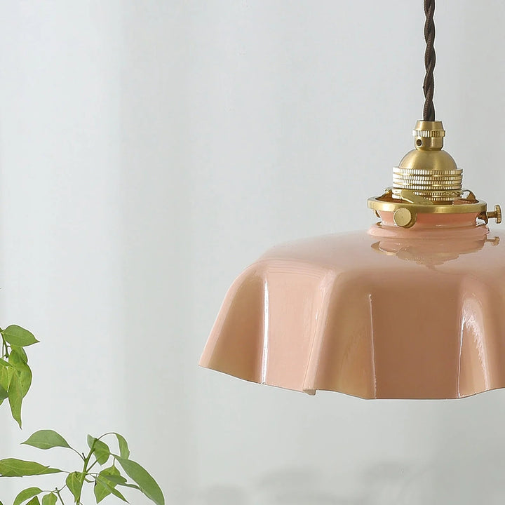 Modern Romantic Small Glass Ribbon Edge Pendant Light For Living Room | Kalsten