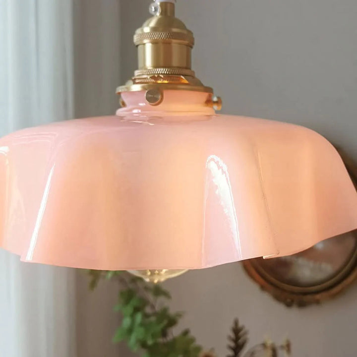 Modern Romantic Small Glass Ribbon Edge Pendant Light For Living Room | Kalsten