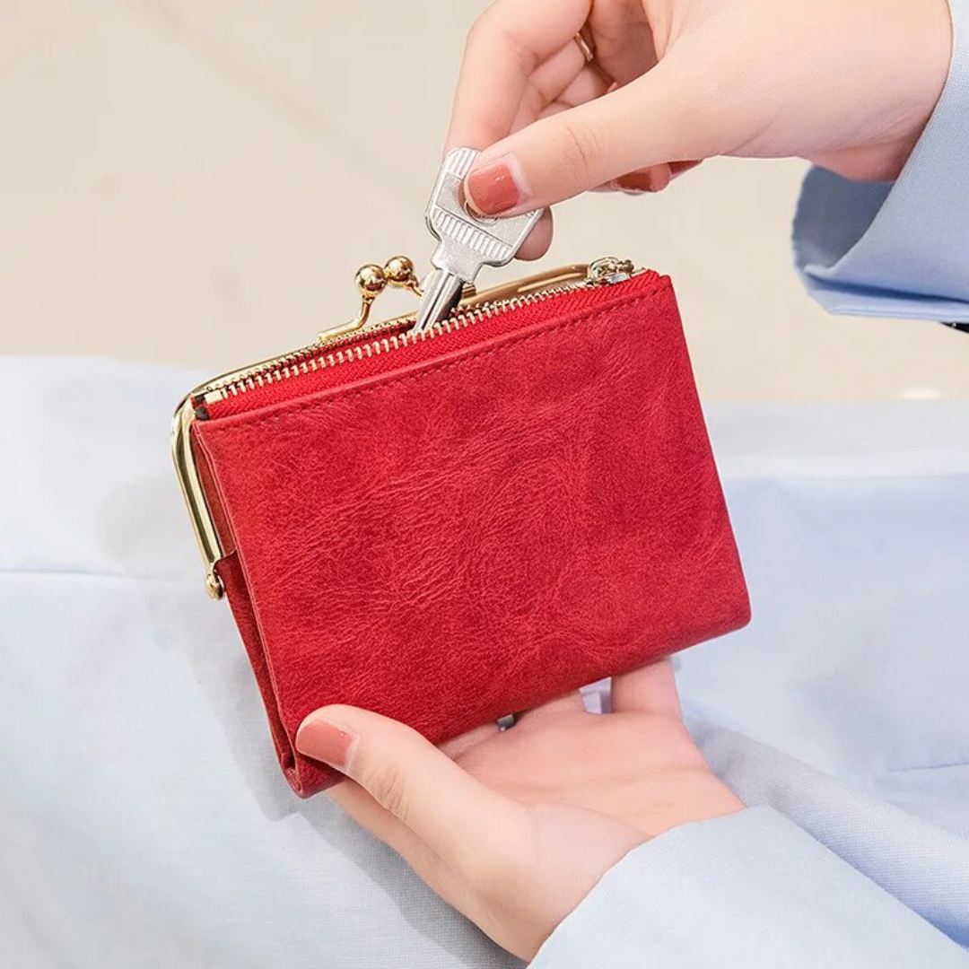 Vintage PU Leather Kiss-Lock Wallet Bag Kalsten