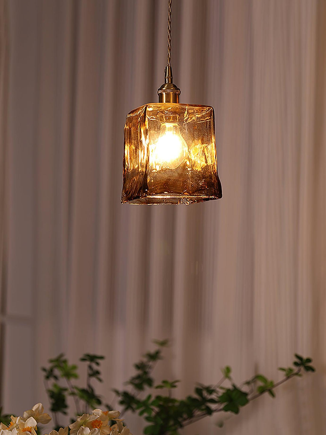 Vintage Brown Glass Droplight Pendant Light | Kalsten