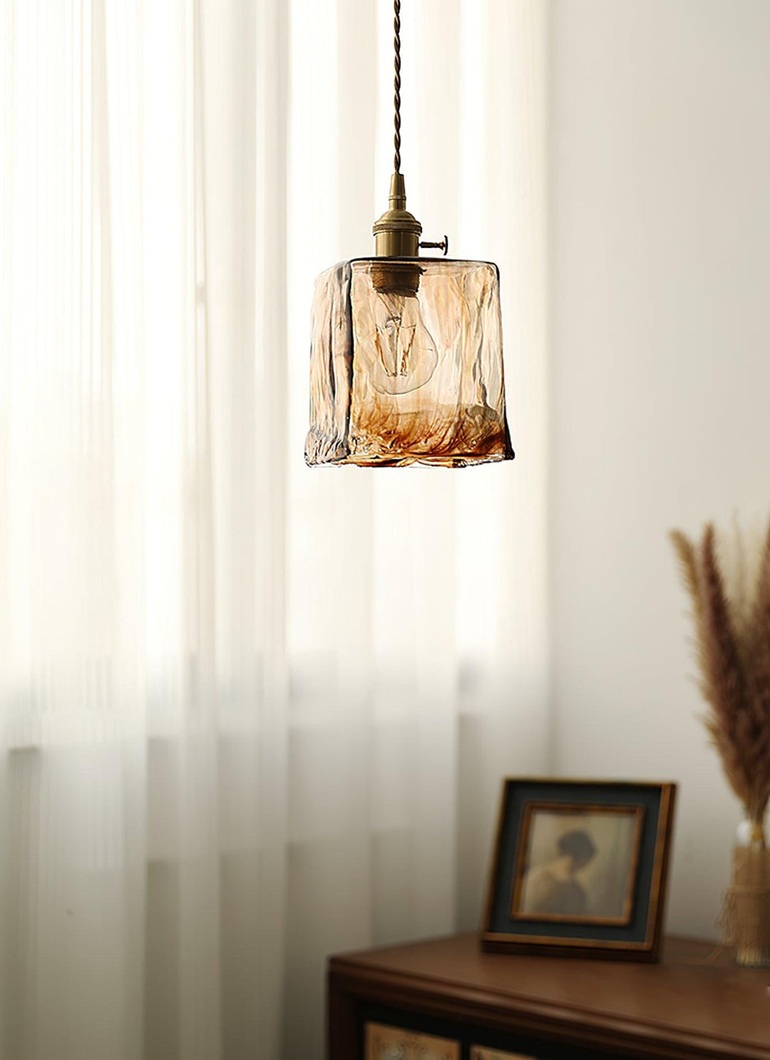 Vintage Brown Glass Droplight Pendant Light | Kalsten