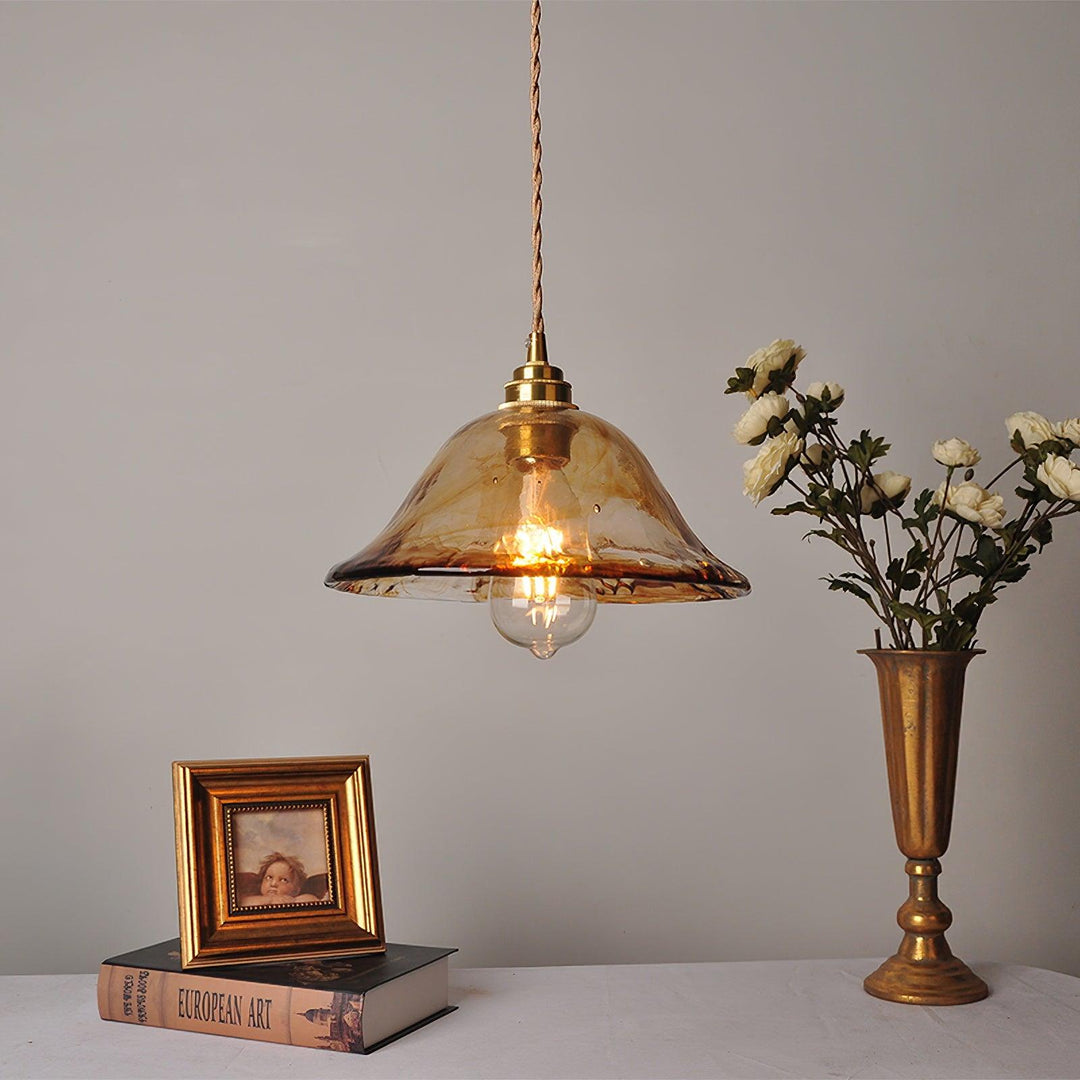 Vintage Brown Glass Droplight Pendant Light | Kalsten