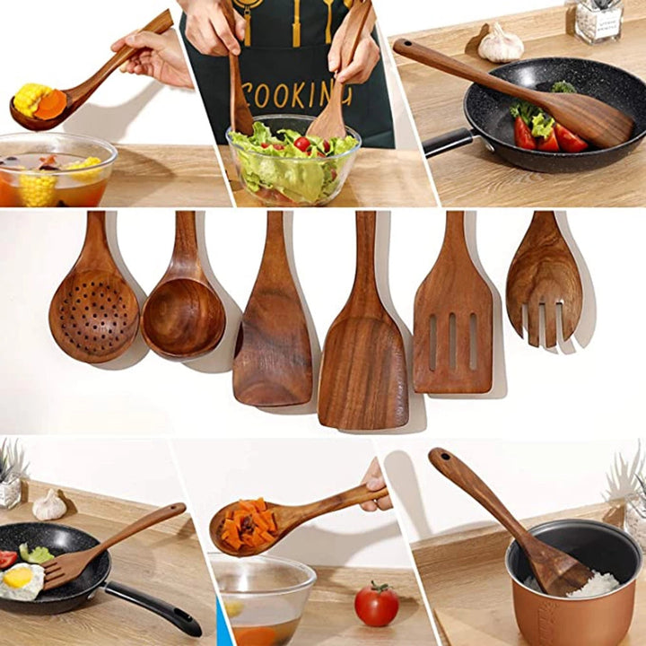 Organic Teak Wood Kitchen Utensil Set