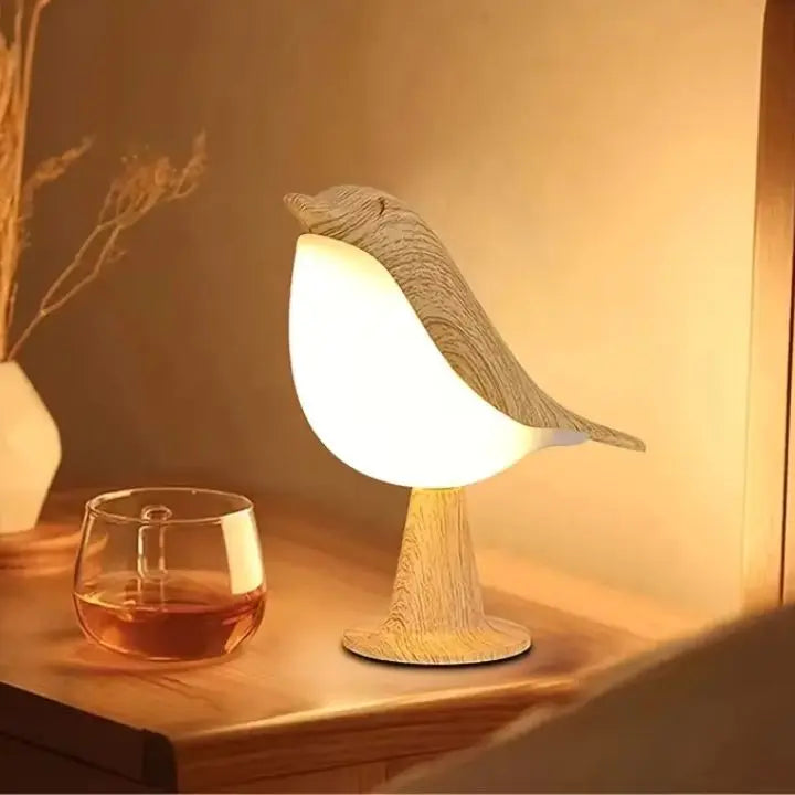 Bird Table Lamp made of Wood - dimmable, with Touch & Aroma Diffuser | Kalsten