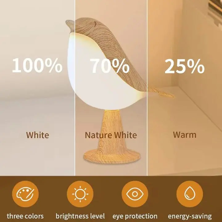 Bird Table Lamp made of Wood - dimmable, with Touch & Aroma Diffuser | Kalsten