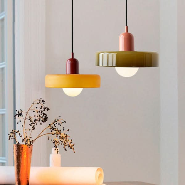 Bauhaus Coloured Glass Pendant Lamp