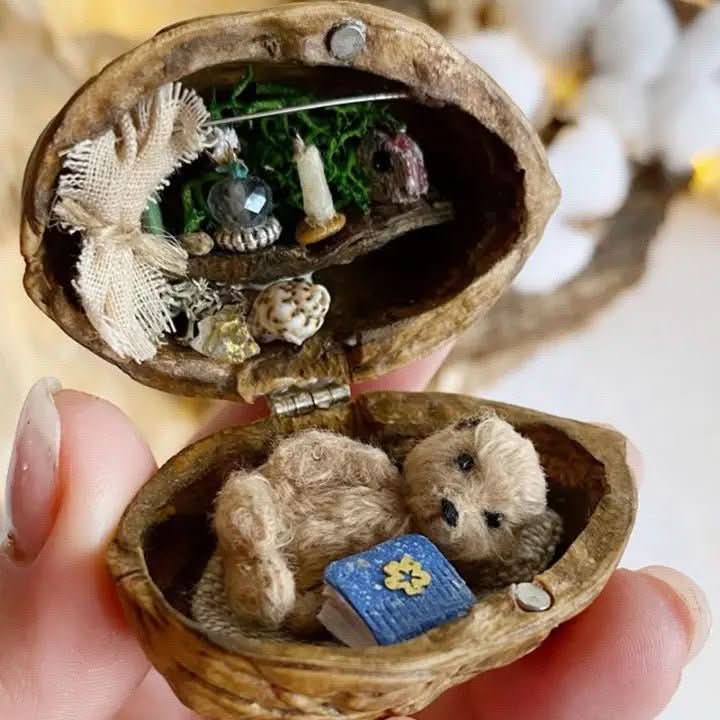 Kalsten | Handcrafted dollhouse made from walnut shells with interior light
