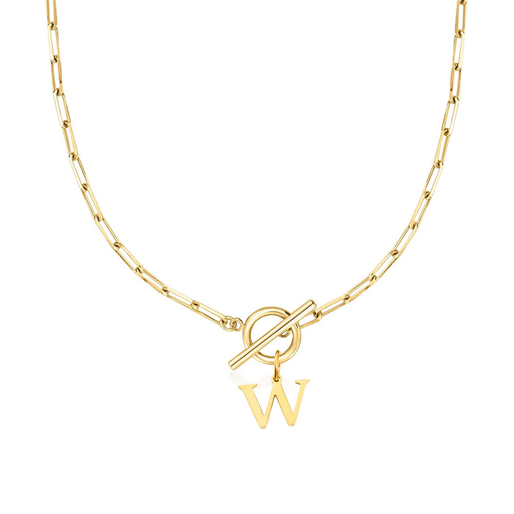 Kalsten | Paperclip Letter Initial Circle Lock Clasp Necklace