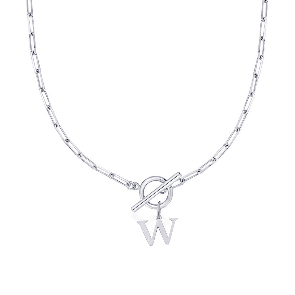 Kalsten | Paperclip Letter Initial Circle Lock Clasp Necklace