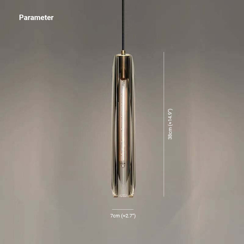 Pendant Light Glass Cylinder 15 in Adjustable Hanging Bedroom Dining Room Ceiling Fixture Modern Minimalist Lighting | Kalsten