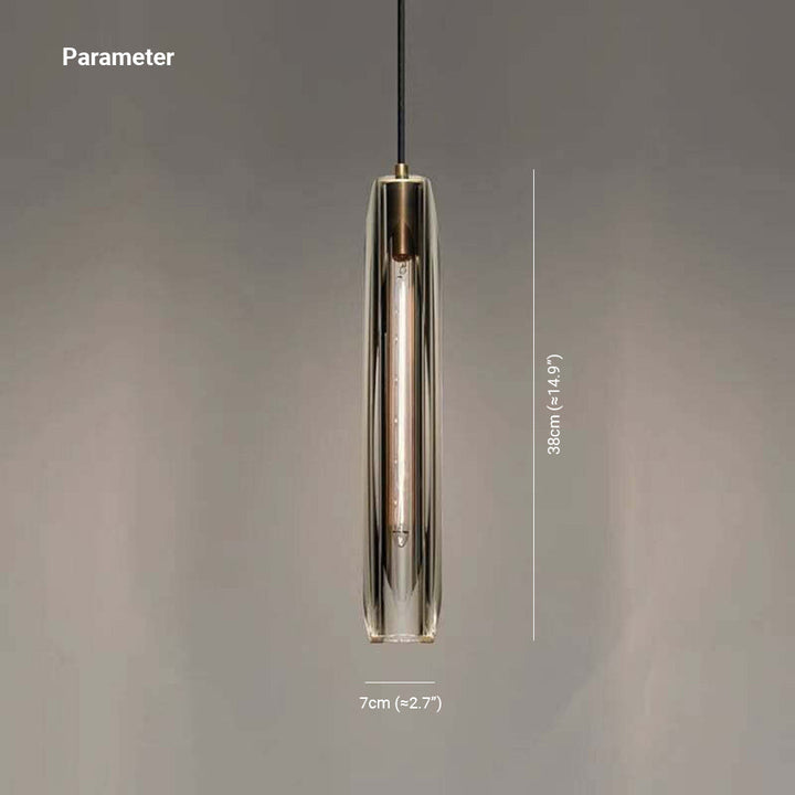 Pendant Light Glass Cylinder 15 in Adjustable Hanging Bedroom Dining Room Ceiling Fixture Modern Minimalist Lighting | Kalsten