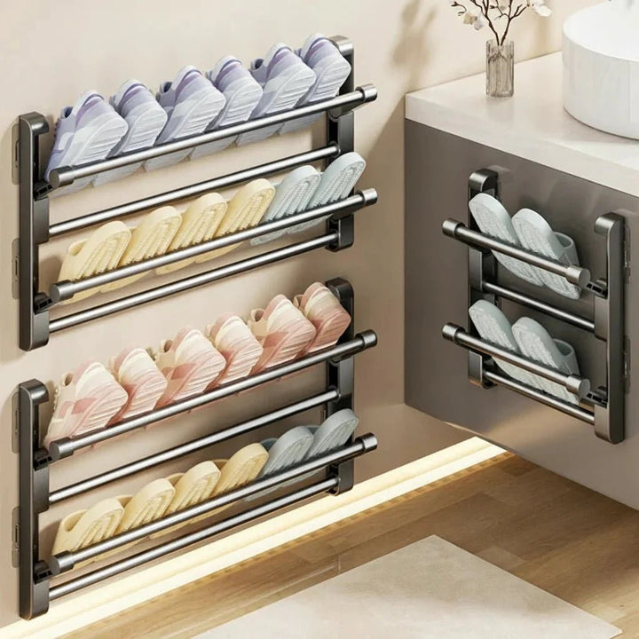 Wall-mounted shoe rack with drainage system | Kalsten