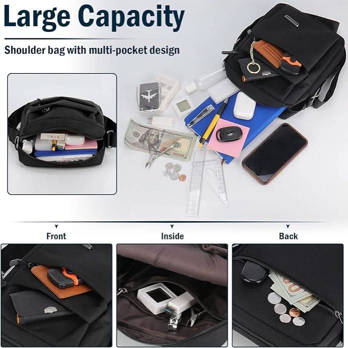 Waterproof men's shoulder bag with anti-theft protection