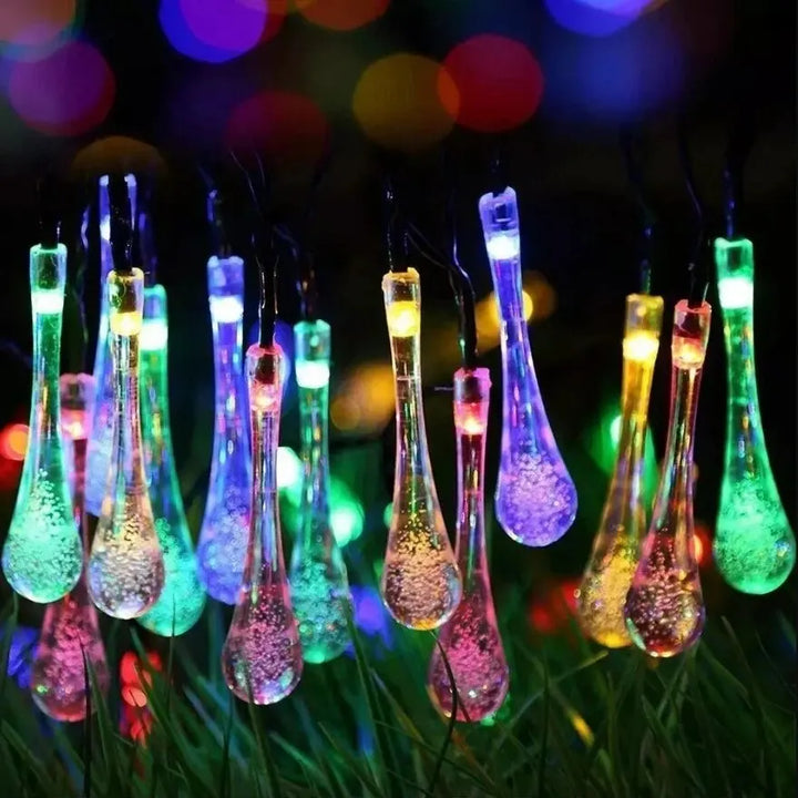 Solar-powered dew drop string lights for garden, waterproof LED decorative lighting for outdoor areas | Kalsten