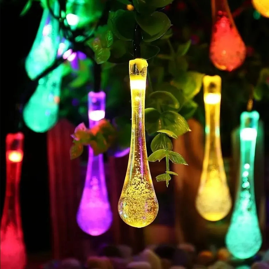 Solar-powered dew drop string lights for garden, waterproof LED decorative lighting for outdoor areas | Kalsten