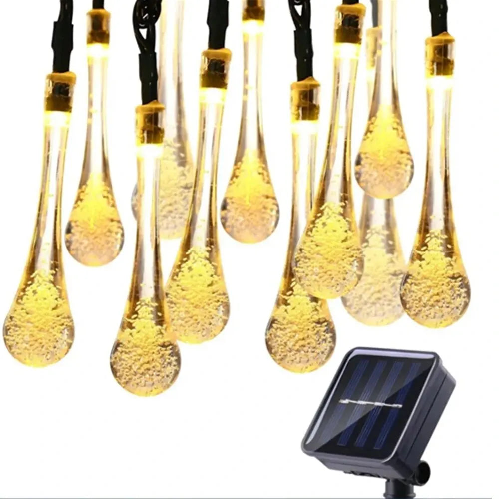 Solar-powered dew drop string lights for garden, waterproof LED decorative lighting for outdoor areas | Kalsten