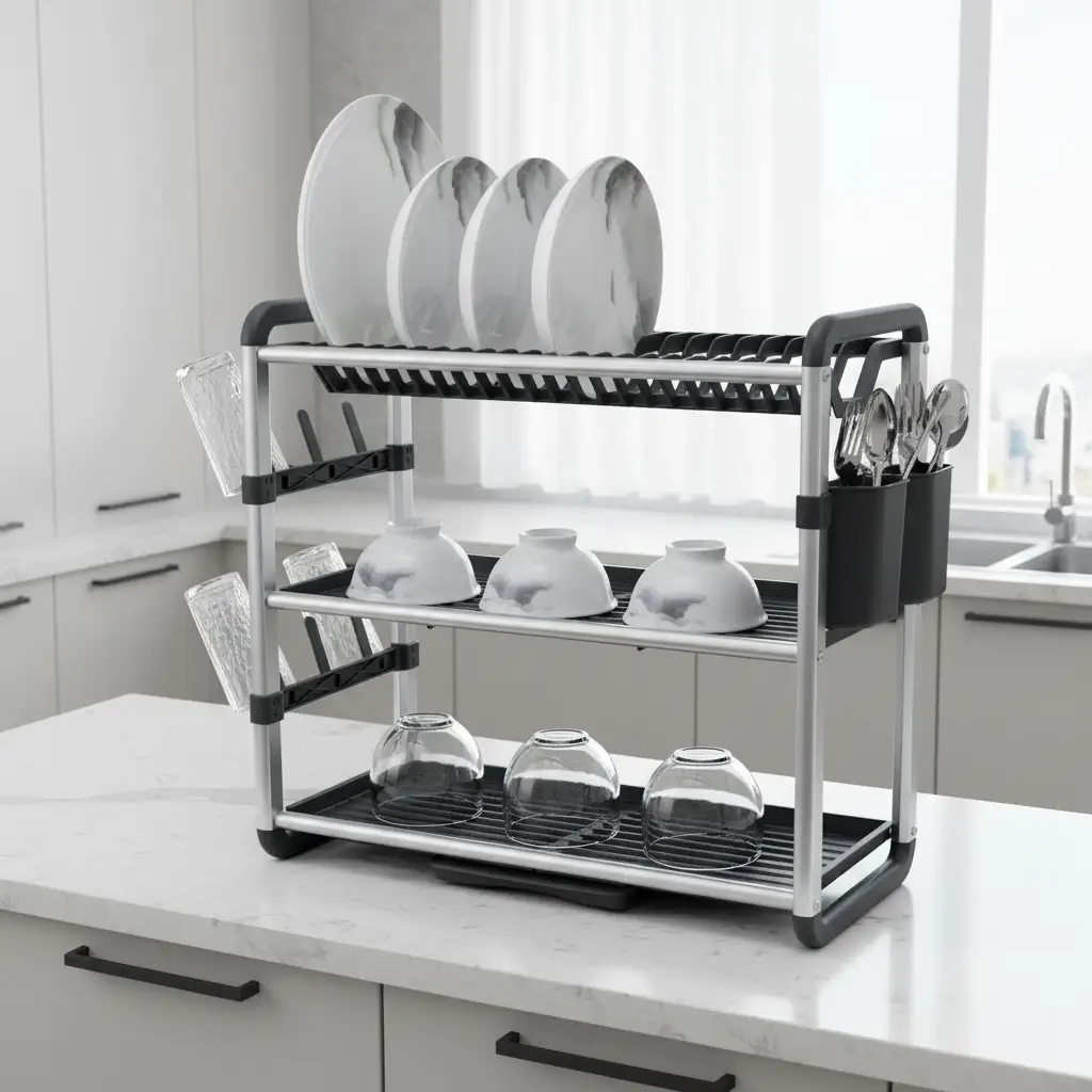 3-tier dish dryer made of aluminum | Kalsten